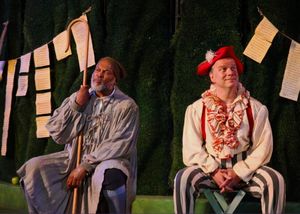 Raphael Nash Thompson plays Corin the shepherd who meets Touchstone, played by Robert Photo