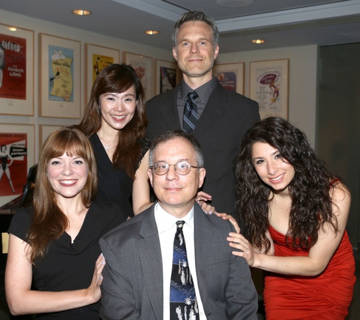 (clockwise from bottom left) Jillian Louis, Joy Son, Jonathan Rayson and Tara Novie pose for photos with 2013 Kleban Prize winner Alan Gordon at 