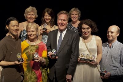 Pictured from AB*IE AWARDS:
Front (l. to r.) Andrew Lu, Laura Crow, Donald Brenner,  Photo
