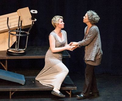Melissa Lourie and Mimi Bain perform a scene from Othello Photo