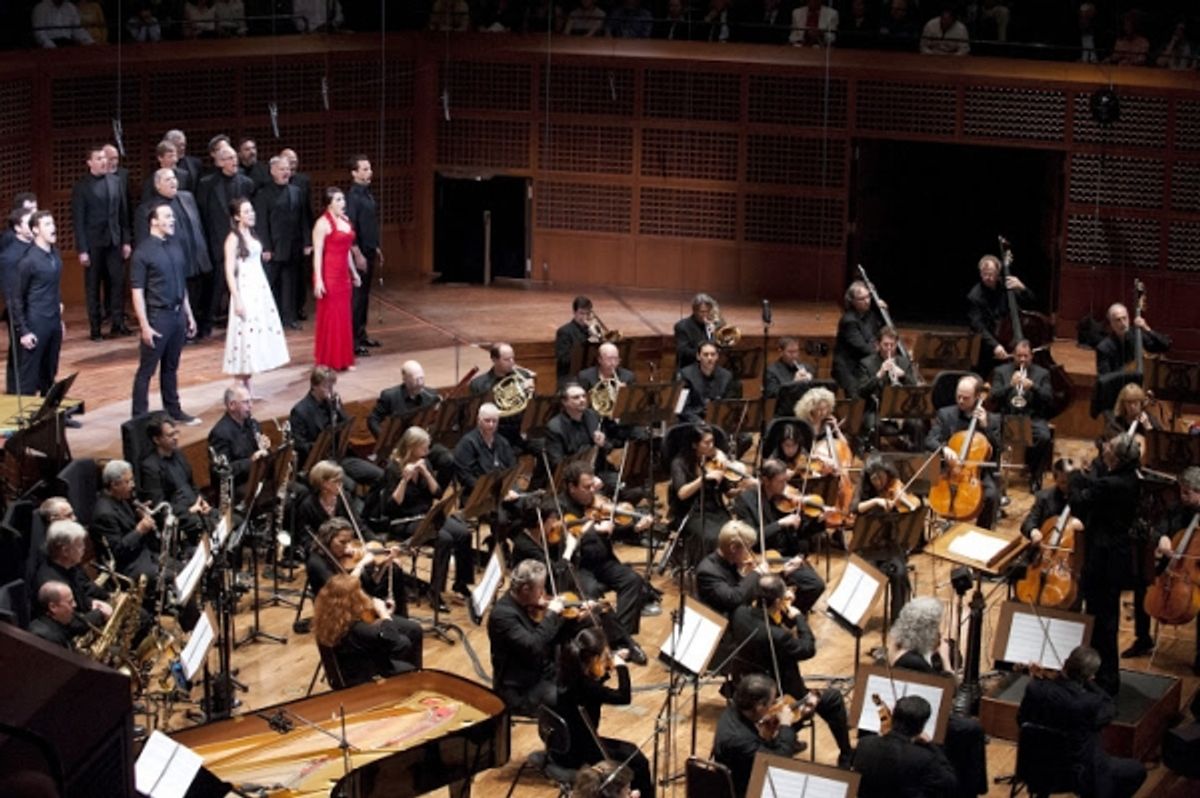 Cheyenne Jackson, Alexandra Silber, and Jessica Vosk with the San Francisco Symphony Orchestra at 