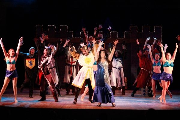 Thomas Cannizzaro (King Arthur), Bethany Fagan (The Lady of the Lake) and Ensemble Photo