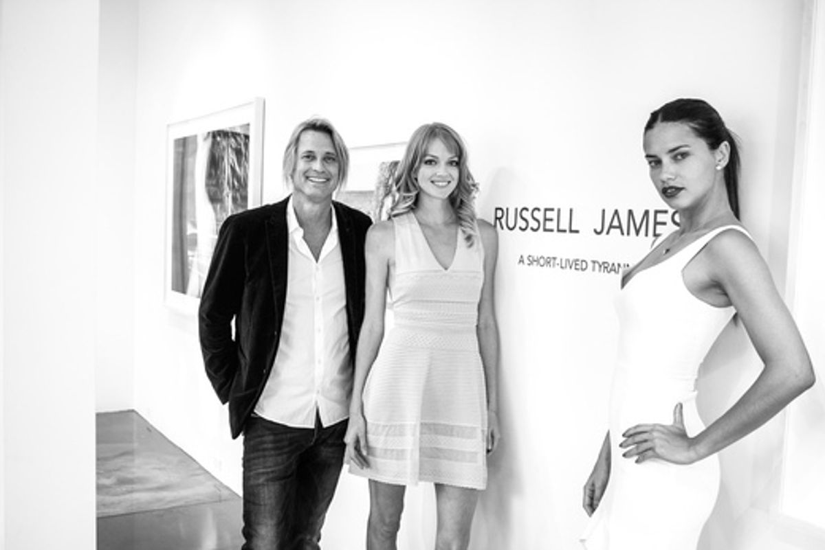 Russell James, Lindsay Ellingson and Adriana Lima  at 