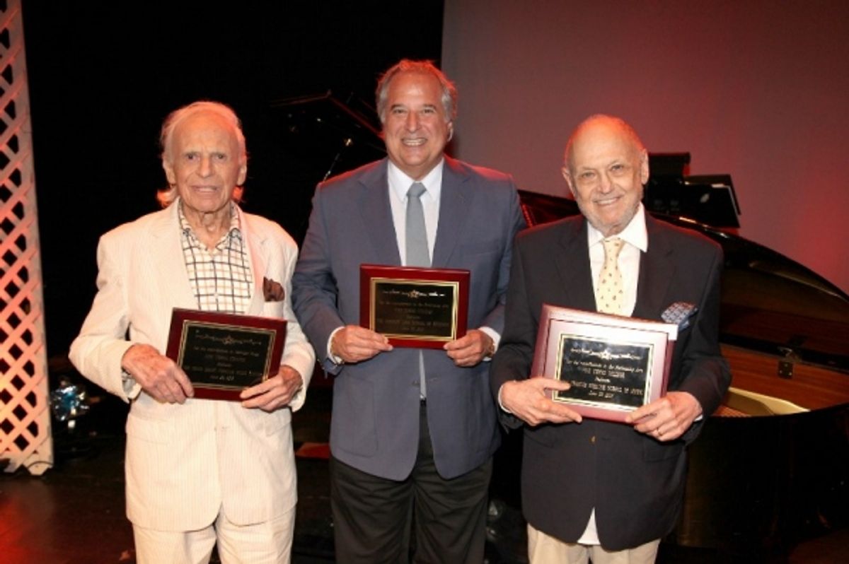 Ervin Drake, Stewart F. Lane, and Charles Strouse honored   at the  the Five Towns College Concert and  Naming Dedication Ceremony at Five Towns College in Dix Hills, (June 30, 2013)  at 