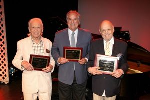 Ervin Drake, Stewart F. Lane, and Charles Strouse honored   at the  the Five Towns Co Photo