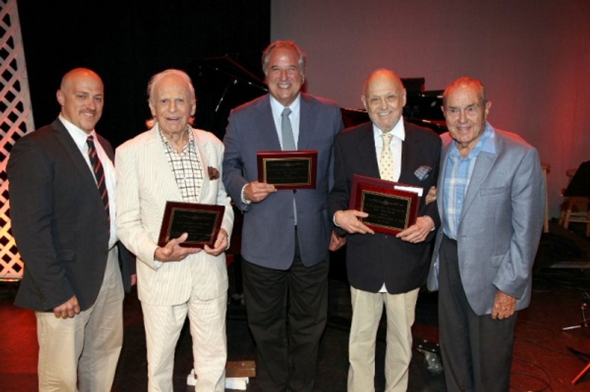 Producer James Beneduce ,Ervin Drake, Stewart F. Lane, Charles Strouse, and Dr.Stanley Cohen attend the  the Five Towns College Concert and  Naming Dedication Ceremony at Five Towns College in Dix Hills, (June 30, 2013)  at 