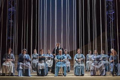 Deborah Nansteel as Mary (center) with the chorus Photo