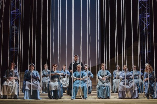 Deborah Nansteel as Mary (center) with the chorus Photo