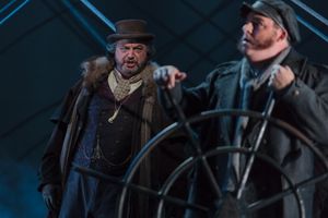 Peter Volpe as Daland (left) and Adam Bielamowicz as the Steersman Photo