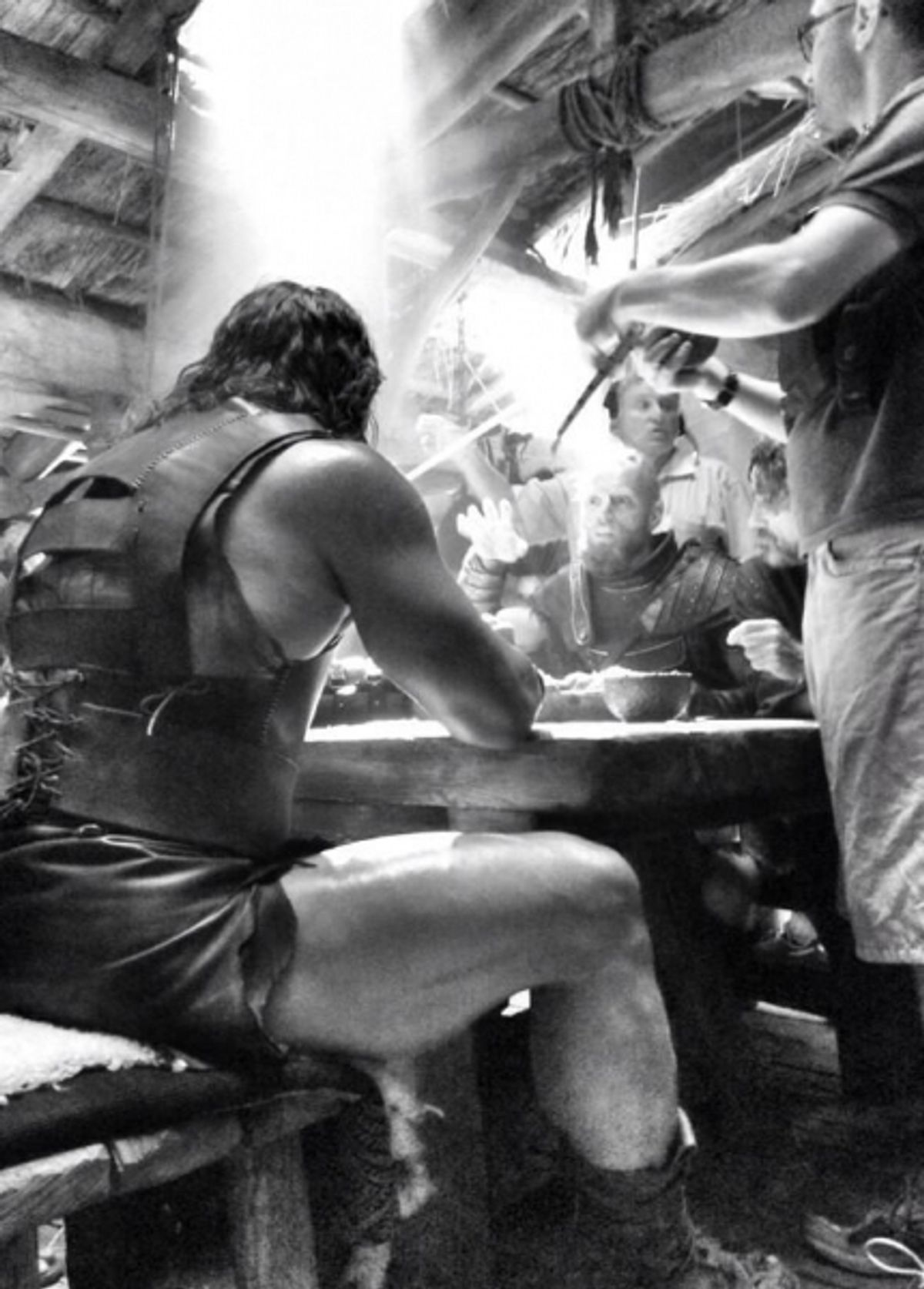 Dwayne Johnson and Company on the set of HERCULES at 