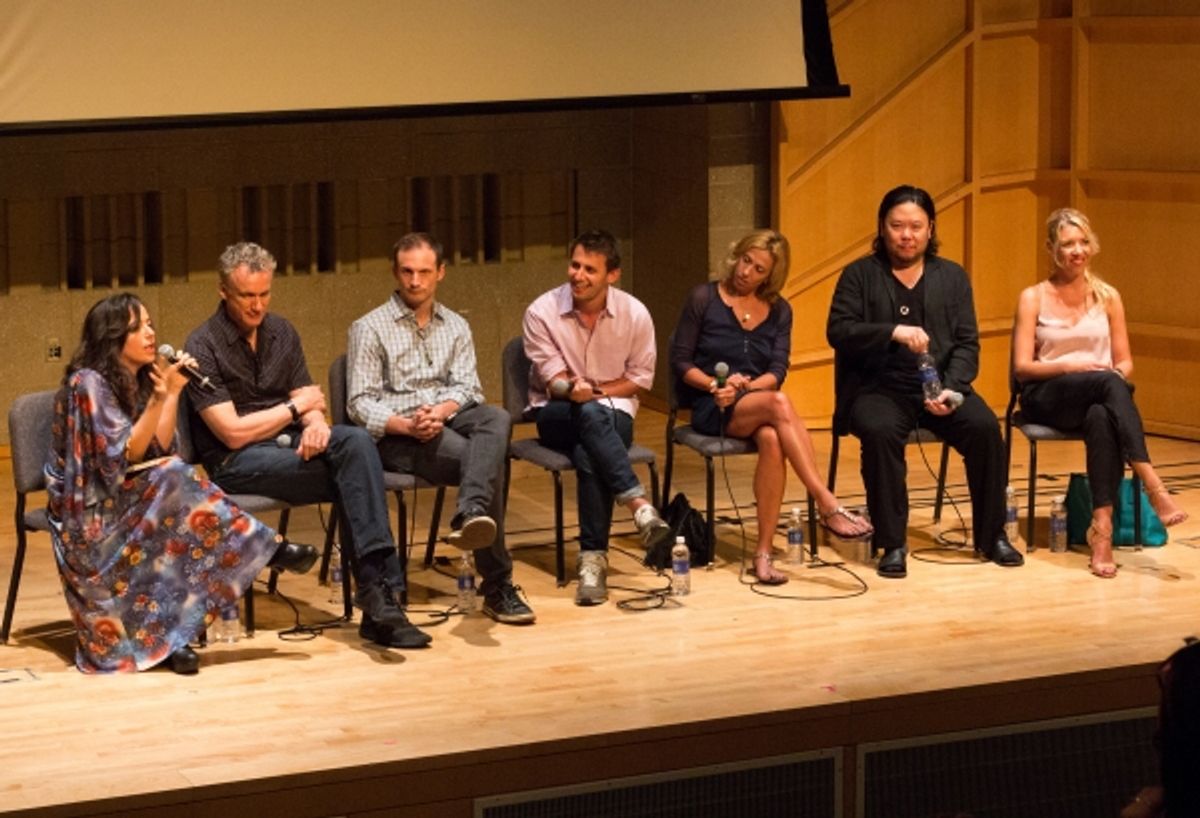 Sheri Sanders, Rick Elice, Jeff Bowen, Benj Pasek, Amanda Green, Stafford Arima, Kelly Devine at 