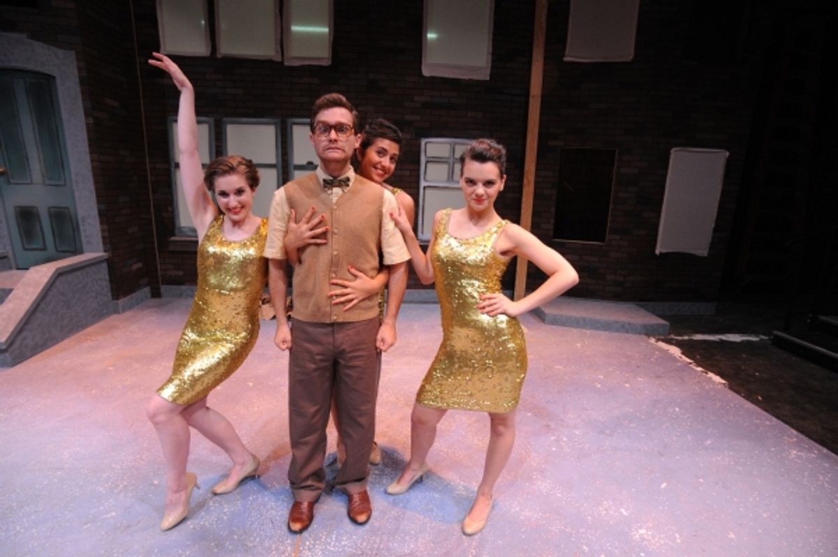 Monica Brown (Crystal), Preston Pounds (Seymour), Marina Pires (Chiffon), and Haley Jones (Ronnette) in the Otterbein Summer Theatre production of Little Shop of Horrors.  Photo Credit: Ed Syguda at 