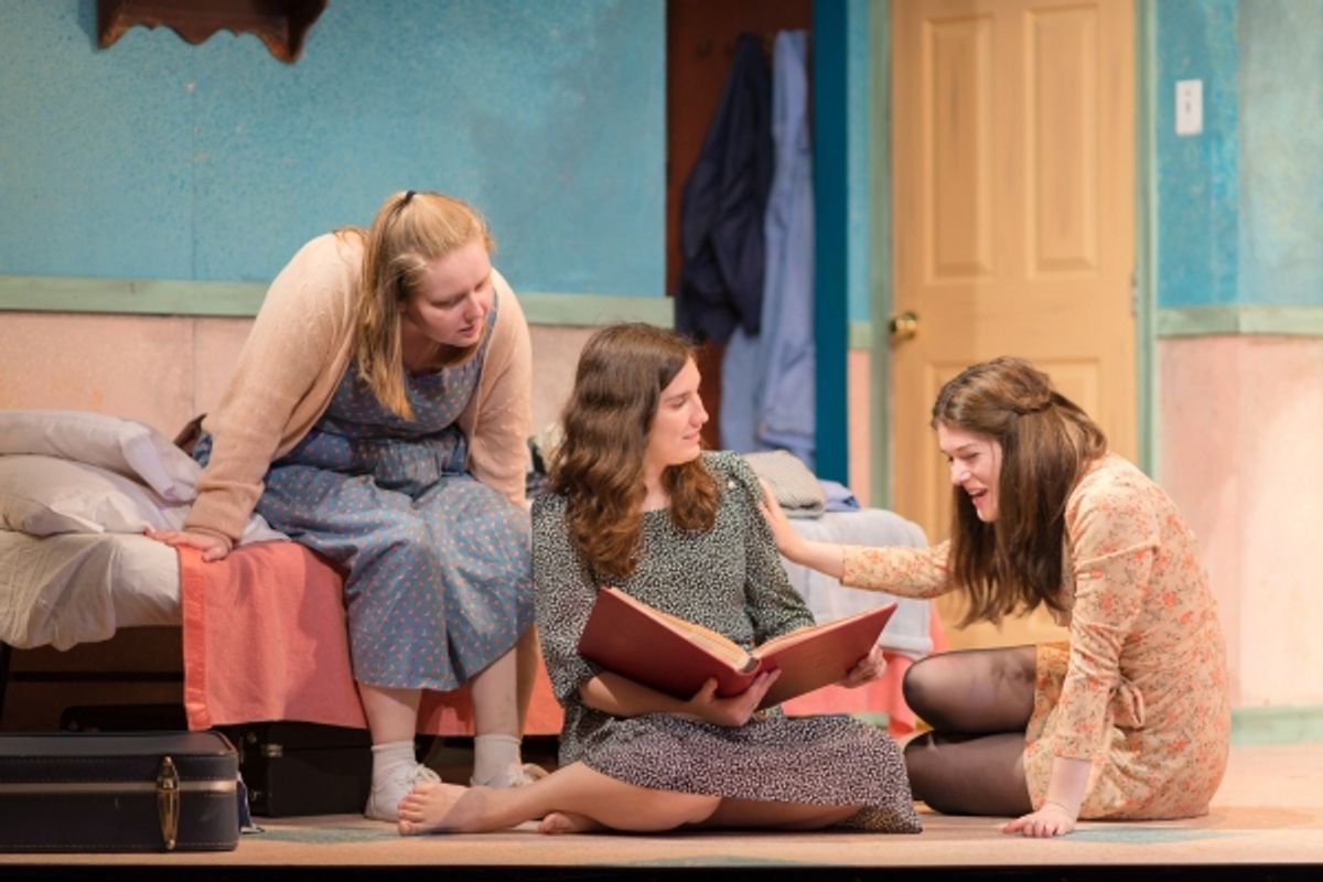 The Magrath sisters (from left to right, Maeve Brady, Holly Linneman, and Sarah Paton) reminisce over an old photo album in Crimes of the Heart.
 at 