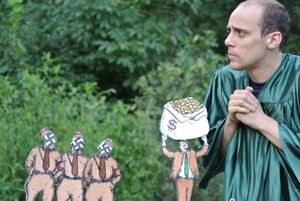 Ethan Angelica in In Search of Justice. Stick puppets by Joe Osheroff. @ BroadwayWorld Ethan Angelica in In Search of Justice. Stick puppets by Joe Osheroff. Photo