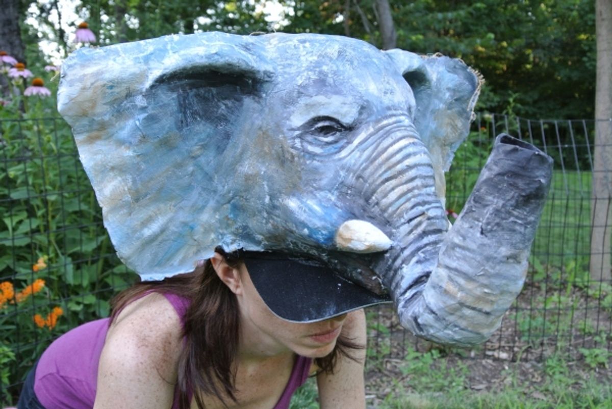 Jenny Tibbels-Jordan in The Elephant Calf. Mask by Joe Osheroff. at 