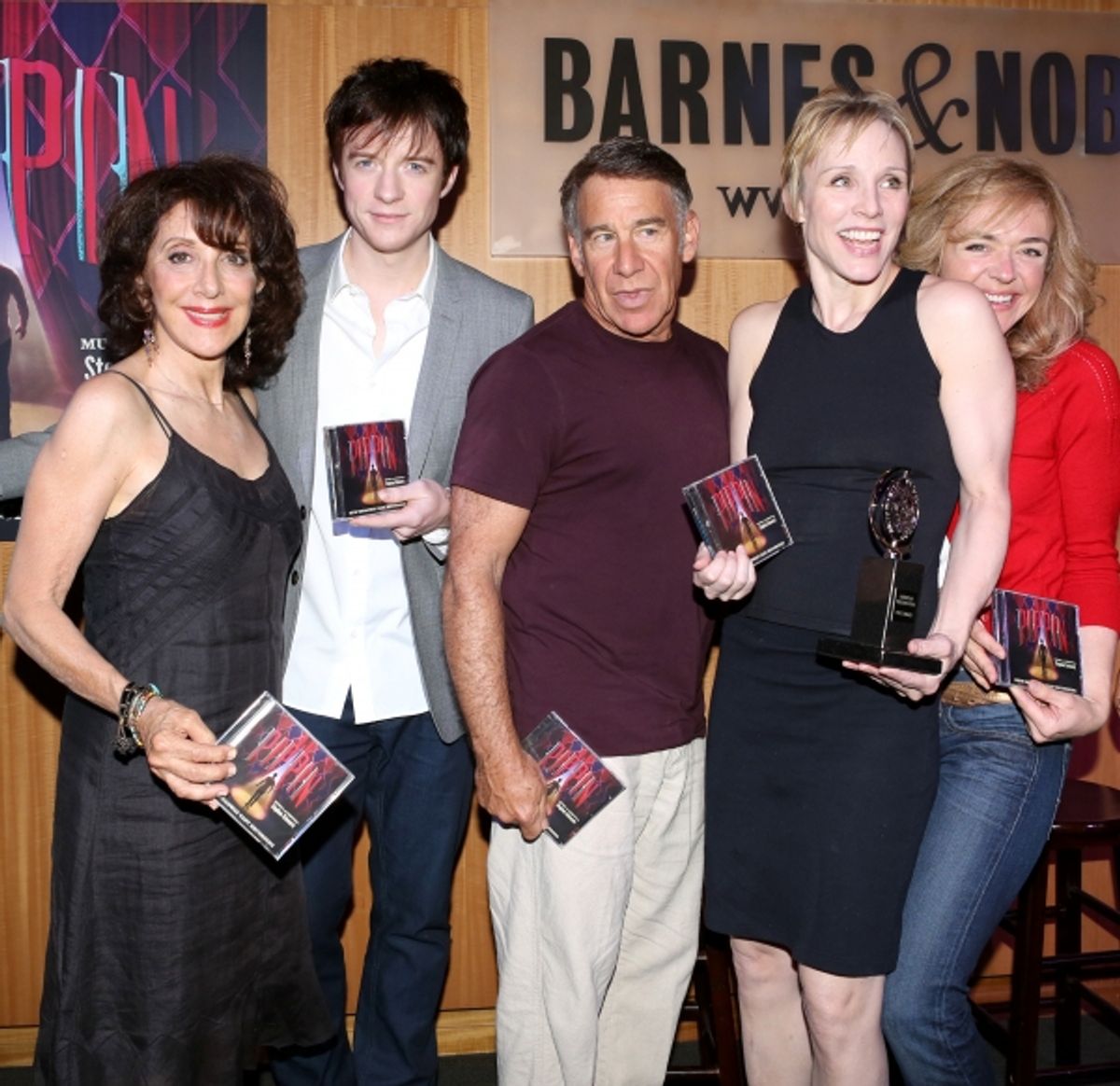 Andrea Martin, Matthew James Thomas, Composer Stephen Schwartz, Charlotte d'Amboise and Rachel Bay Jones at 