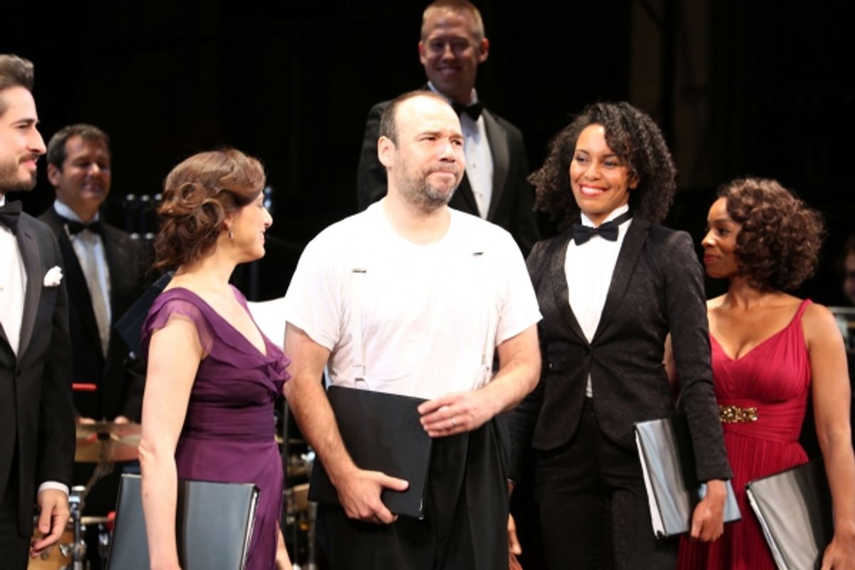 Matthew Saldivar, Judy Kuhn, Eisa Davis and Anika Noni Rose with Conductor Chris Fenwick in the background at 