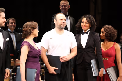 Matthew Saldivar, Judy Kuhn, Eisa Davis and Anika Noni Rose with Conductor Chris Fenw Photo