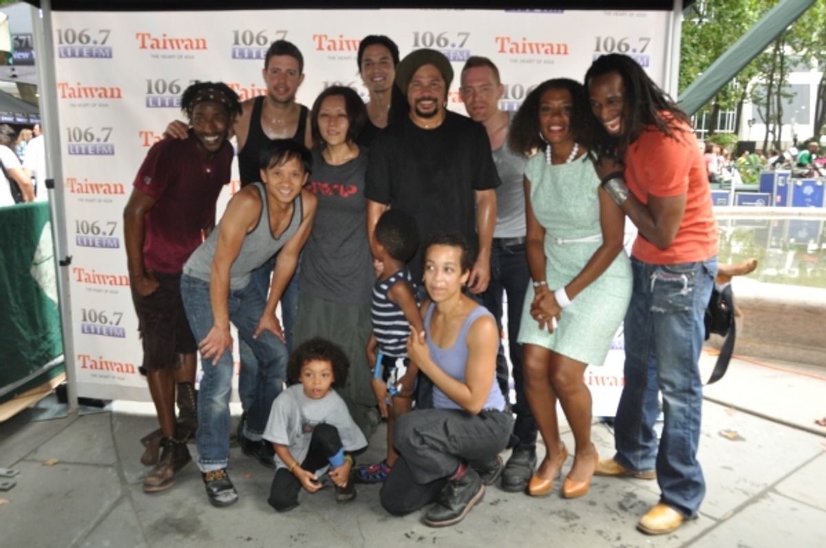 Helen Little and the cast of Stomp at 