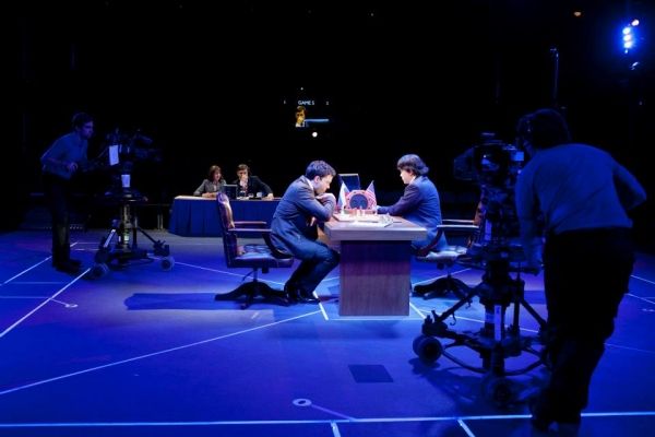 Hadley Fraser as Garry Kasparov and Kenneth Lee as Feng-Hsiung Hsu Photo