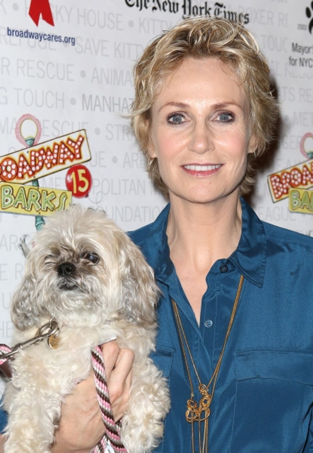 Jane Lynch with her dog Olivia at 