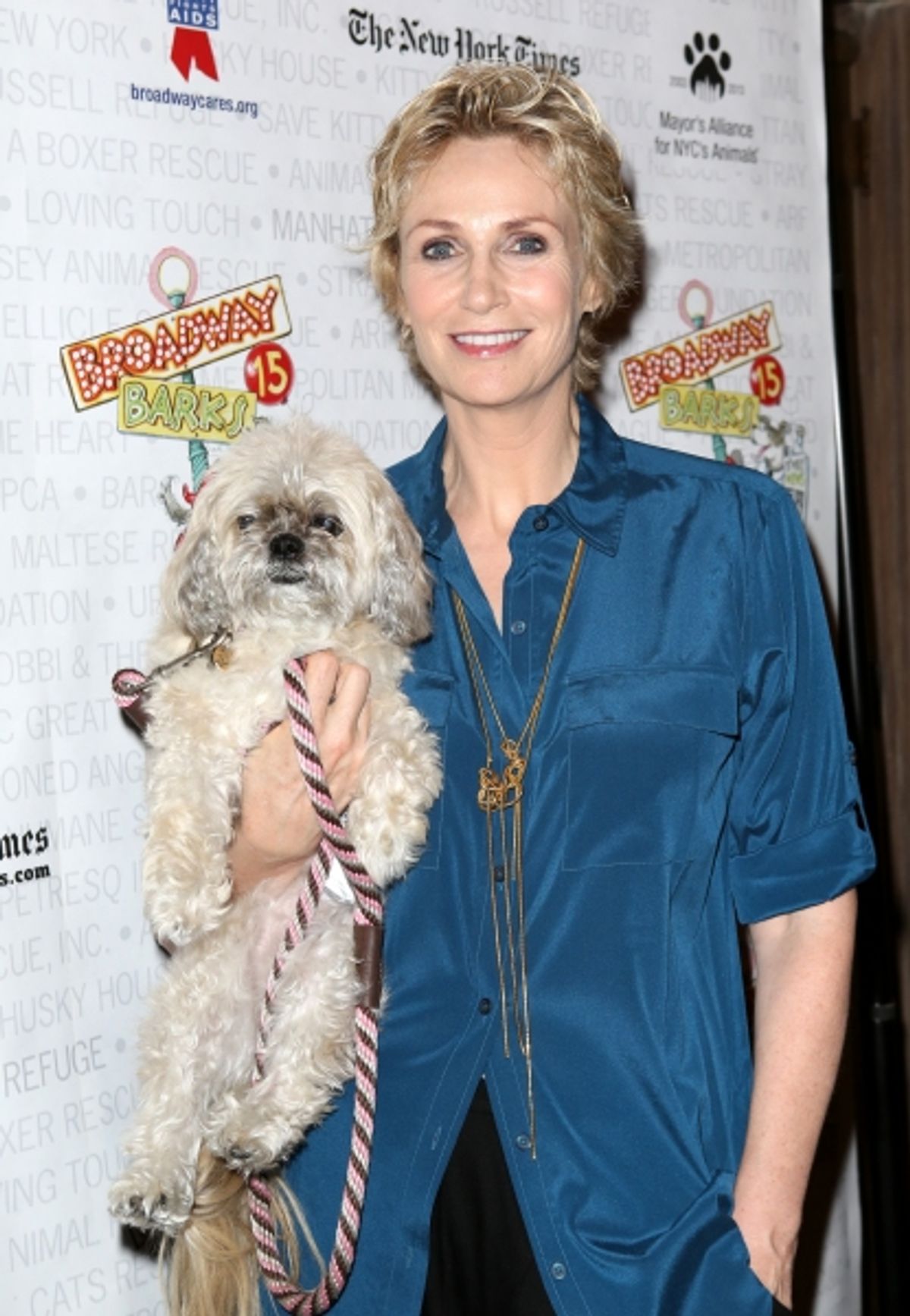 Jane Lynch with her dog Olivia at 