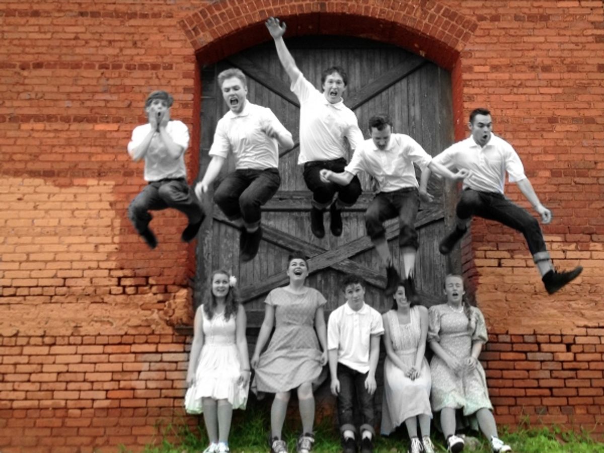Robby Patterson, Drew Roberts, Devin Johnson, Matthew Reindl, Brian Jordan. Left to right, bottom: Kari Lien, Laura Lien, Jonah Waggoner, Kelly McCarty, McCall Kimball at 