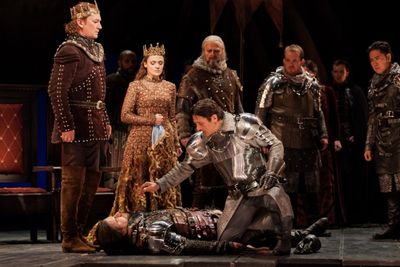 David Pittsinger as King Arthur, Andriana Chuchman as Guenevere, Wynn Harmon as Pelli Photo