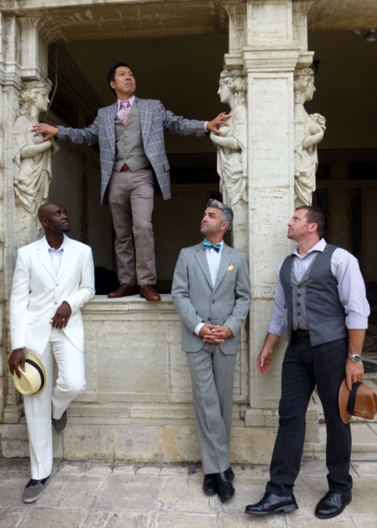 Owiso Odera as Lord Windermere, Feodor Chin as Cecil Graham, Peter Wylie as Lord Augustus, Brian Slaten as Lord Darlington. at 