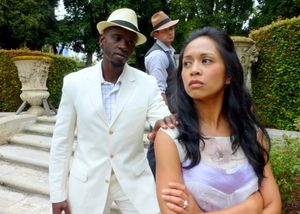Owiso Odera as Lord Windermere, Brian Slaten as Lord Darlington, Amielynn Abellera as Photo