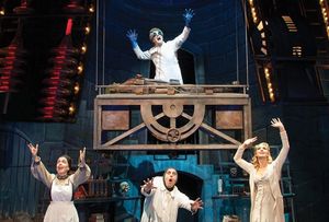 John Bolton (Dr. Frankenstein), Bradley Nacht (The Monster), L-R: Sandy Rosenberg (Frau Blucher), Nathan Klau (Igor), Lara Seibert (Inga) @ BroadwayWorld John Bolton (Dr. Frankenstein), Bradley Nacht (The Monster), L-R: Sandy Rosenberg (Fr Photo