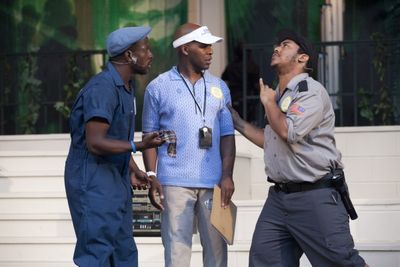 Keith Oliver (Snug), Tim Johnson (Quince) and Anthony Vaughn Merchant (Bottom) Photo
