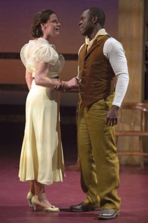 Danielle Skraastad as Lizzie Curry and Gbenga Akinnagbe as Bill Starbuck  Photo