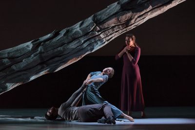 Ensemble members Jason Fowler and Anne O''Donnell with soprano Nadine Sierra in The G Photo