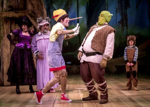 Sarah Page as the Witch, Norm Boucher as the Wolf, Adam Fane as Pinocchio, Michael Aa Photo