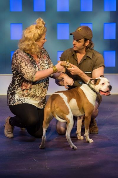 Heather Jane Rolff (Paulette), Scott Guthrie (Kyle) and Romeo (Rufus) Photo