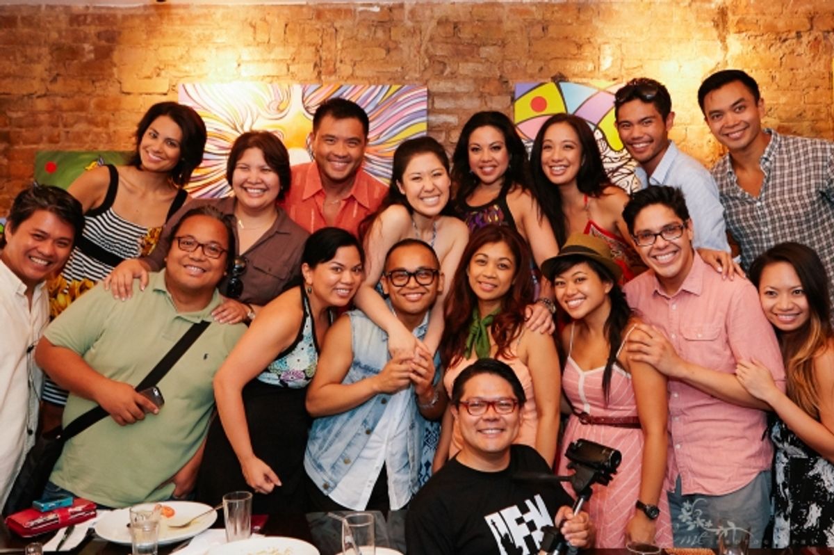 The cast of HERE LIES LOVE meets up with the Filipino American Press Club of New York: (Top) Debralee Daco, Sheila Gaa, Randy Gener, Ruthie Ann Miles, Maria-Christina Oliveras, Jaygee Macapugay, Nathaniel P. Claridad and Jose Llana; (center) Randy Libiran at 