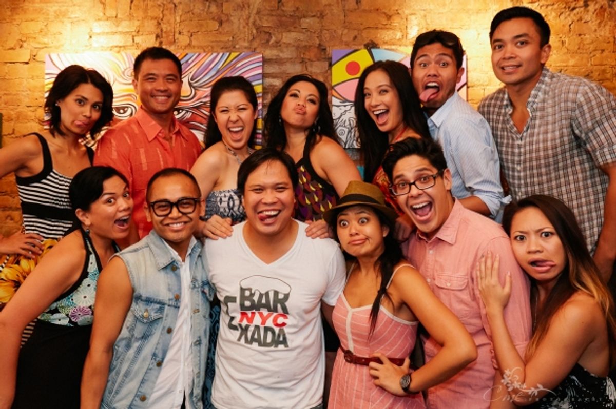 HERE LIES LOVE cast members pose with the new owner of Ugly Kitchen restobar in the East Village: (Top) Debralee Daco, Randy Gener, Ruthie Ann Miles, Maria-Christina Oliveras, Jaygee Macapugay, Nathaniel P. Claridad and Jose Llana; (bottom) Melody Butiu,  at 