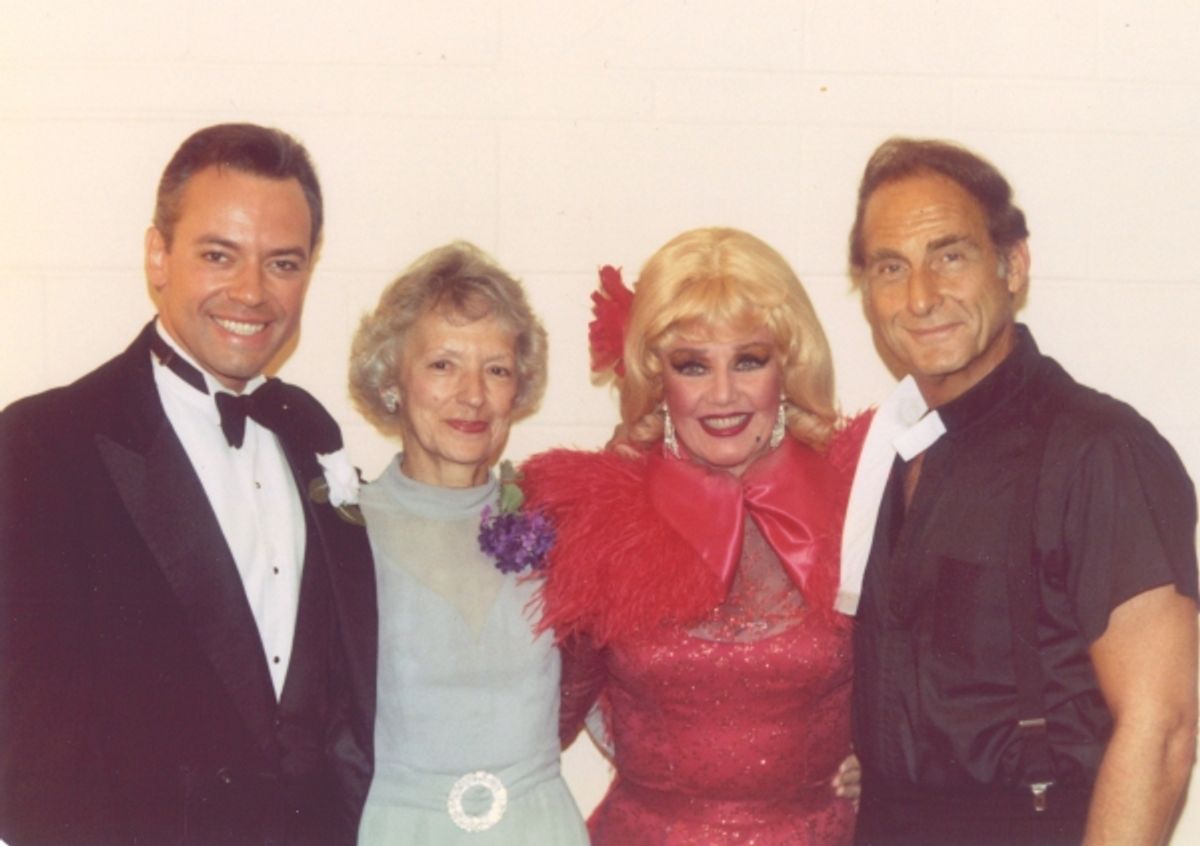 Ross Petty as Billy Crocker, Ross Petty''s mother - Violet, Ginger Rogers as Reno Sweeney, and Sid Caesar as Moonface Martin. at 