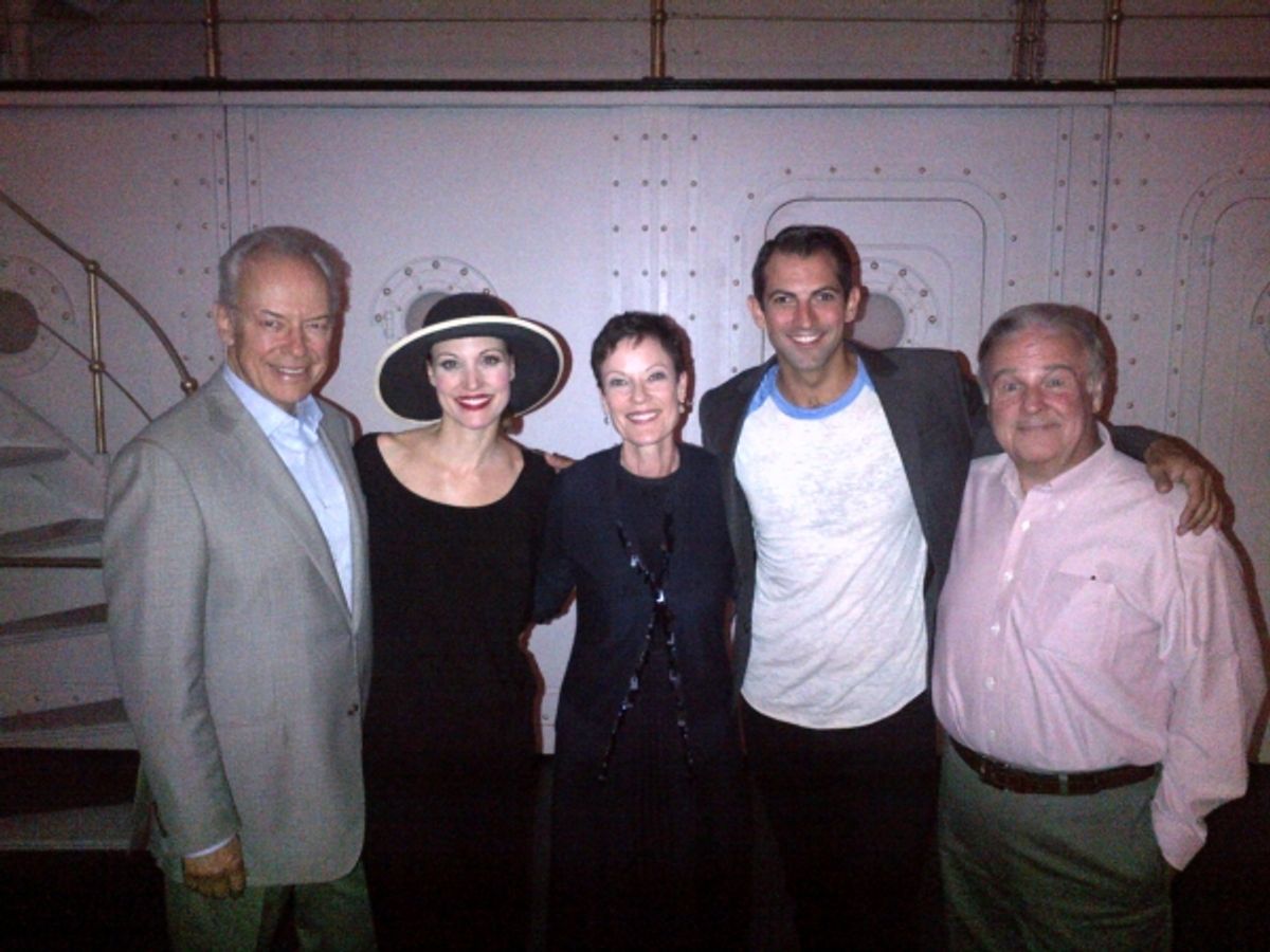 Ross Petty, Rachel York (Reno Sweeney), Karen Kain, Josh Franklin (Billy Crocker)  & Fred Applegate (Moonface Martin). at 