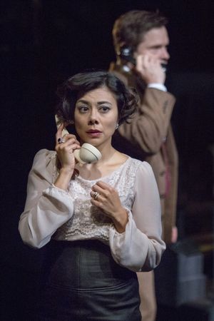 Angel Desai as Phyllis Nirlinger and Michael Hayden as Walter Huff @ BroadwayWorld Angel Desai as Phyllis Nirlinger and Michael Hayden as Walter Huff Photo