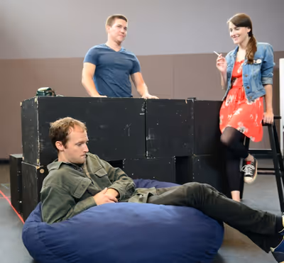 L to R: Alex Pollock as Warren; Jimi Stanton as Dennis and Amanda Collins as Jessica Photo