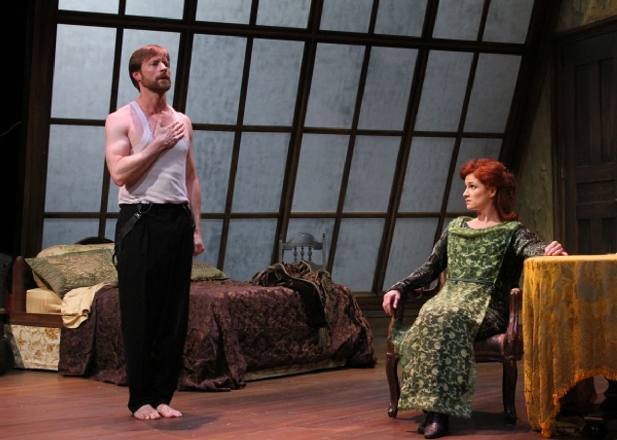 Jon Barker as Prince MikaÃ'Â¯l Alexandrovitch Ouratieff pledges his love to his wife, Grand Duchess Tatiana PÃ'Âªtrovna played by Carly Street. at 