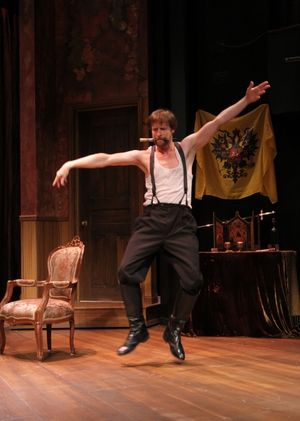 Prince MikaÃ'¯l Alexandrovitch Ouratieff played by Jon Barker celebrates with a traditional Russian dance. @ BroadwayWorld Prince MikaÃ'¯l Alexandrovitch Ouratieff played by Jon Barker celebrates with a Photo