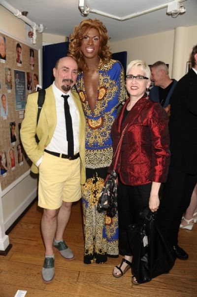 Laurent Giroux (Marcus Lycus) , Terry Lavell (Gymnasia),  and  director Marcia Milgro Photo