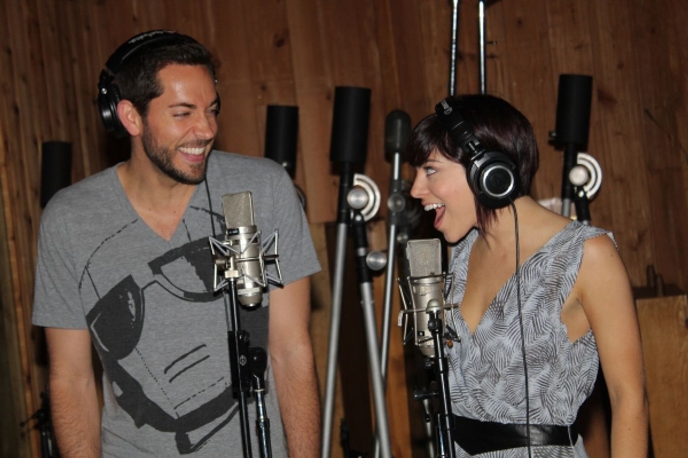 Photo Coverage: In the Recording Studio with Zachary Levi, Krysta Rodriguez & the Cast of FIRST DATE! Image