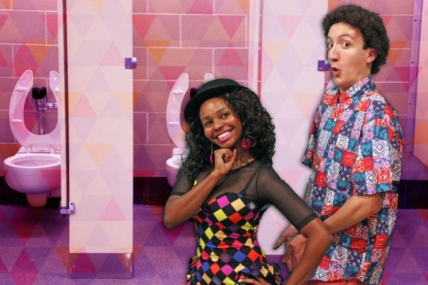 Shamira Clark as Lisa Turtle and Justin Cimino as Screech Powers Photo