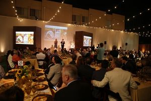 Laurie Lang, CEO, Project Angel Food, and Emmy-nominee, Dan Bucatinsky on stage condu Photo