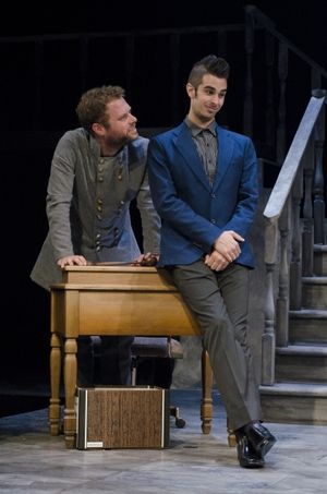 Dylan Saunders as the Judge and Joey Richter as Satan in The Last Days of Judas Iscar Photo