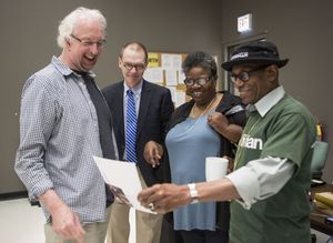Artistic Director Robert Falls, Executive Director Roche Schulfer, Playwright Cheryl L. West and Director Chuck Smith @ BroadwayWorld Artistic Director Robert Falls, Executive Director Roche Schulfer, Playwright Cheryl Photo
